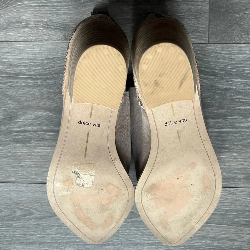 Dolce Vita Camel Snake Print Transitional Heeled Booties Size 8.5